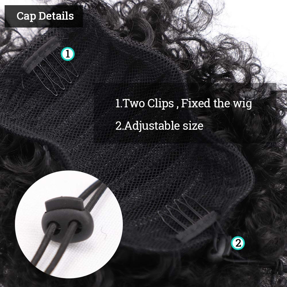Afro Puff Drawstring Ponytail Kinky Curly Bun Hair Synthetic 1B 65g 6 Inch – 9