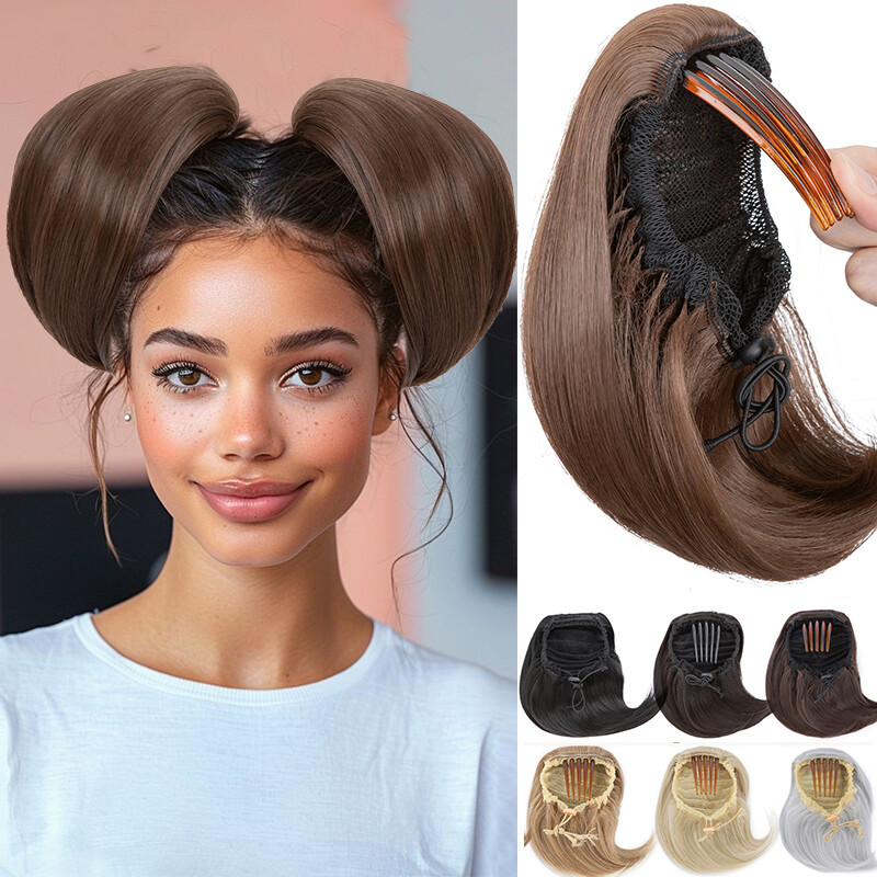 Elegant Hair Bun Real Natural Clip In Updo Piece Extension As Human Comb Chignon