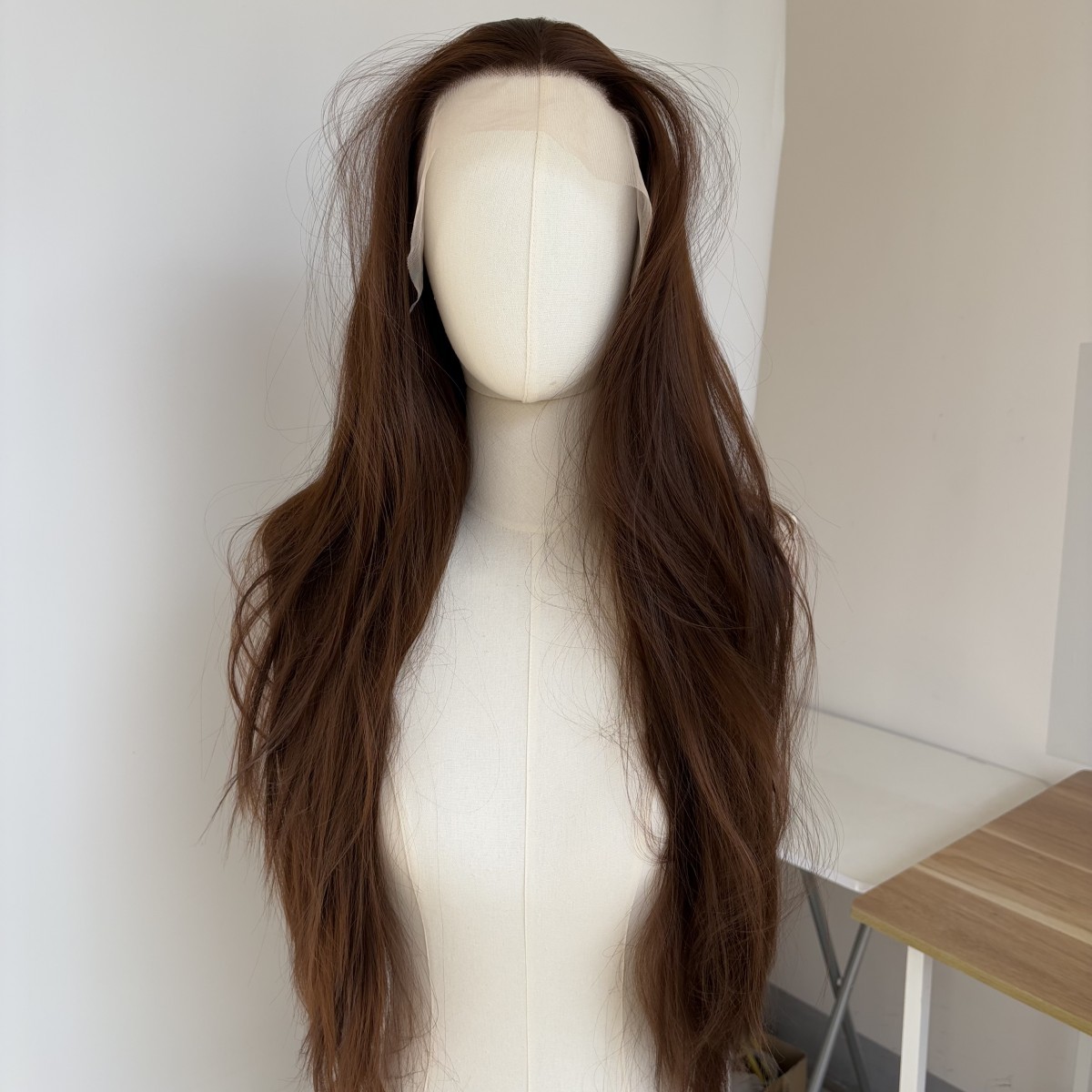 Lace Front Wig Natural Choc Brown Long Straight Heat Resistant Synthetic Hair