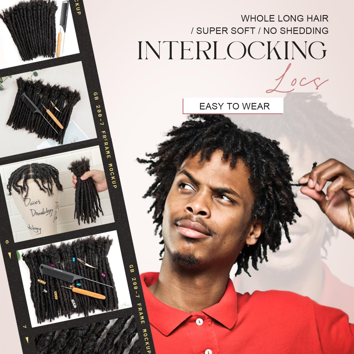 DAIXI Handmade Interlocking Locs 100% Real Human Hair Permanent Loc Extensions T
