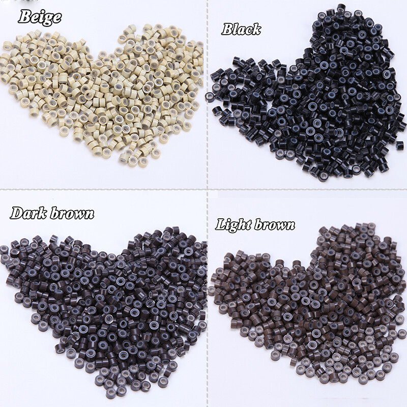 500PCS Silicone Micro I Tip Ring Beads 5/6mm for I Tip Hair Extensions Kits Tool