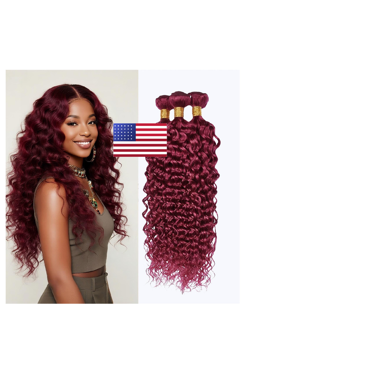 Lumwav Burgundy Deep Wave Bundles Human Hair 99J Color 16 18 20 Inch Brazilian