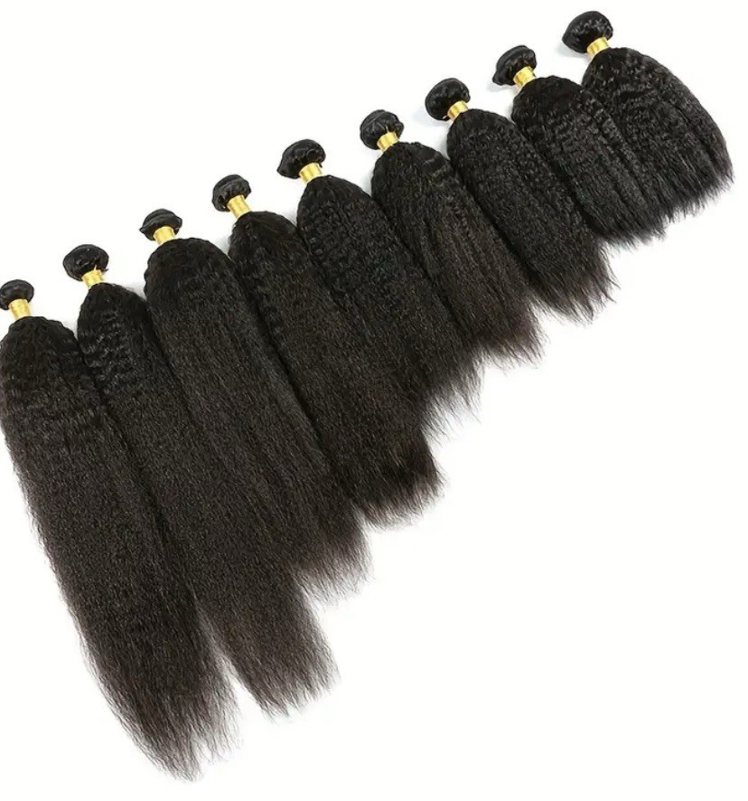 7 pcs Yaki Straight Hair Clip-In Extensions, High Temperature Fiber 18inch