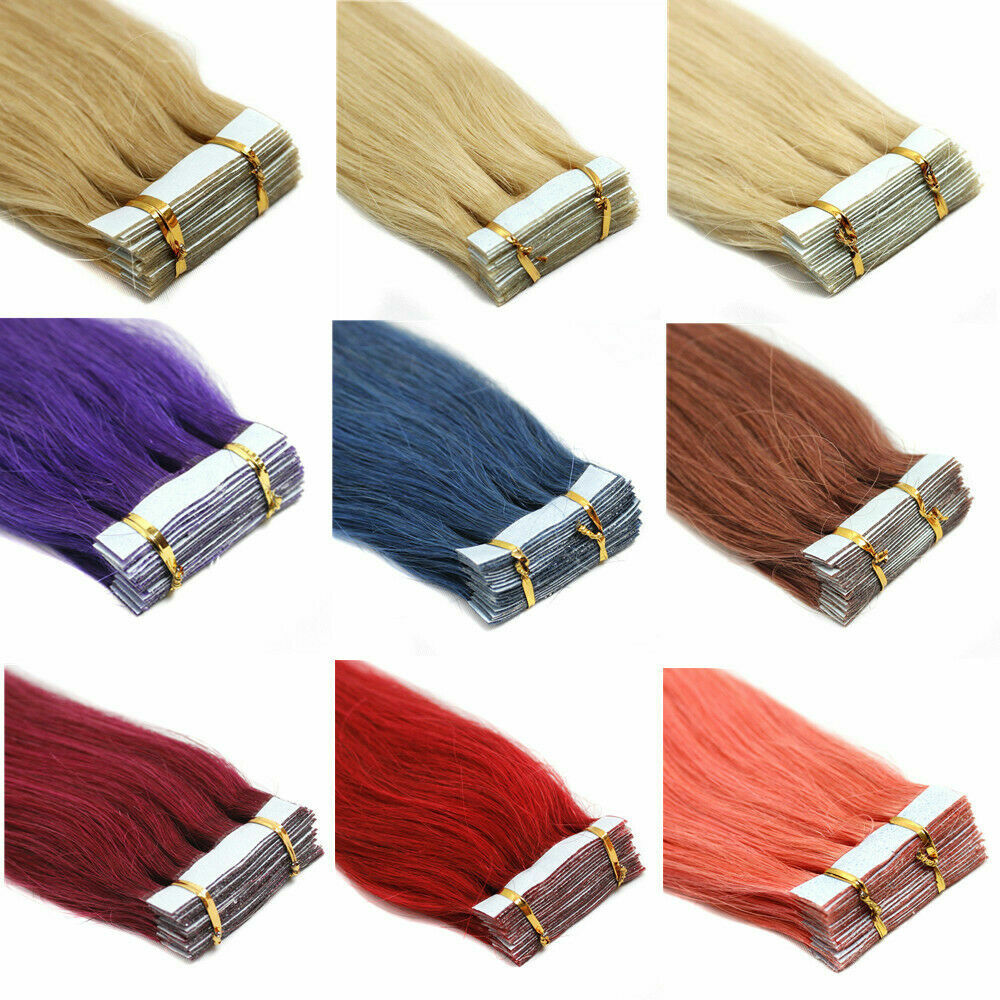 Seamless Tape In Human Hair Extensions Skin Weft Thick Hair Full Head20-40-60Pcs