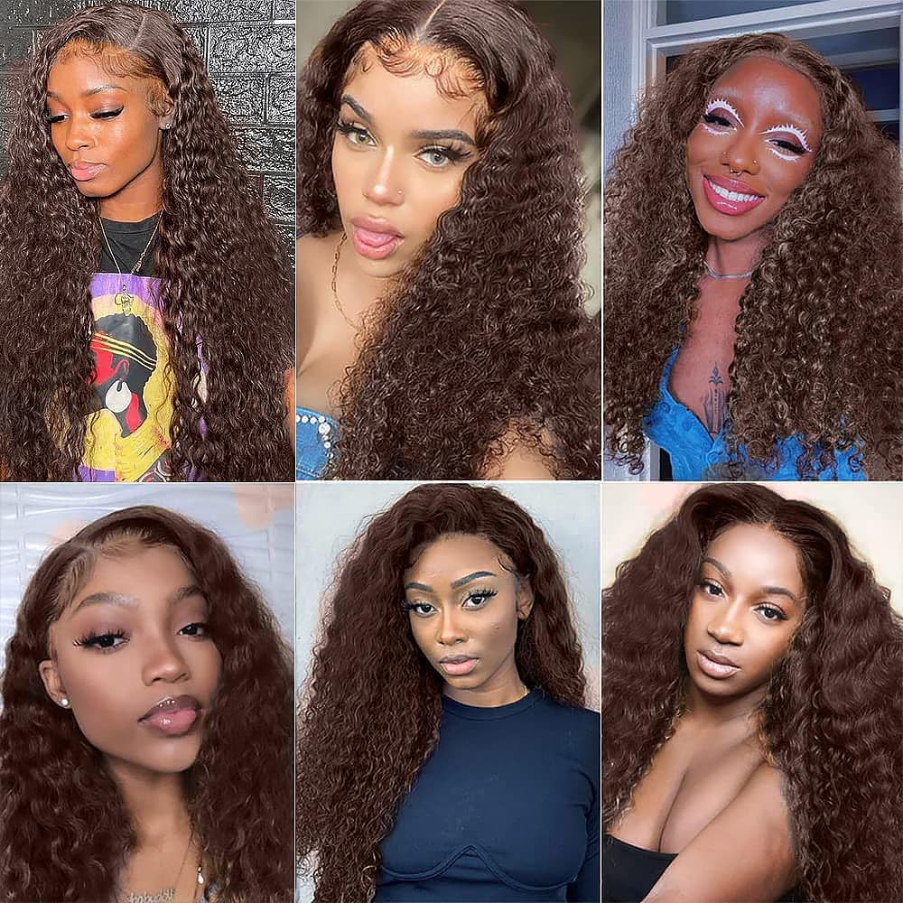 Deep Wave Human Hair Bundles 20 Inch #4 Chocolate Brown Extensions 22 18 Inch