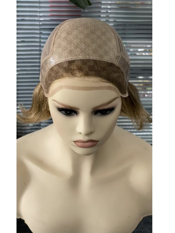 6Inch 100% European Hair Wave Silk Top Wig 100% Human Hair Wig No Dyed