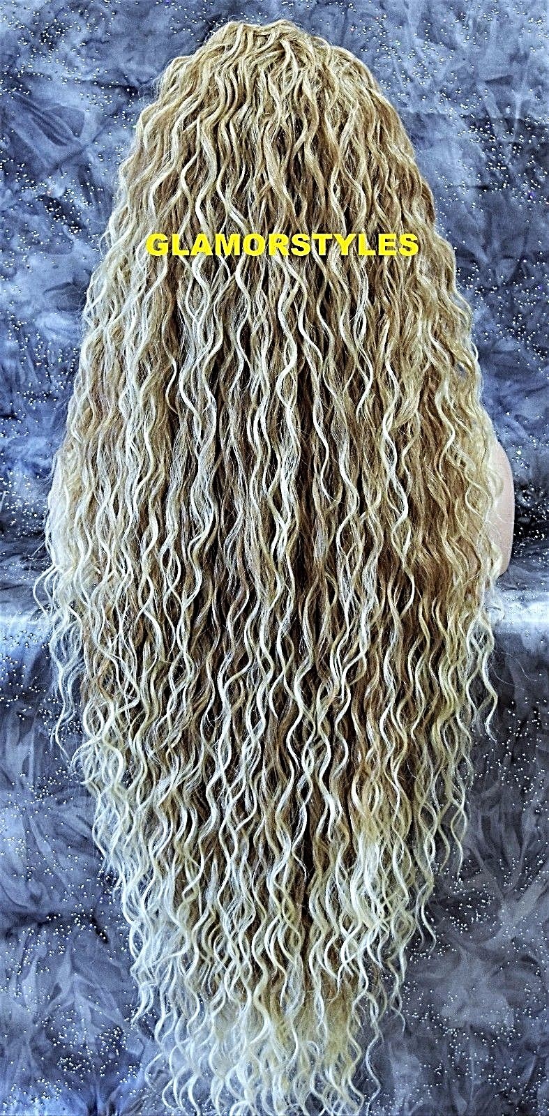 LACE FRONT FULL WIG LONG LAYERED WAVY MEDIUM BLONDE MIX HEAT OK NEW