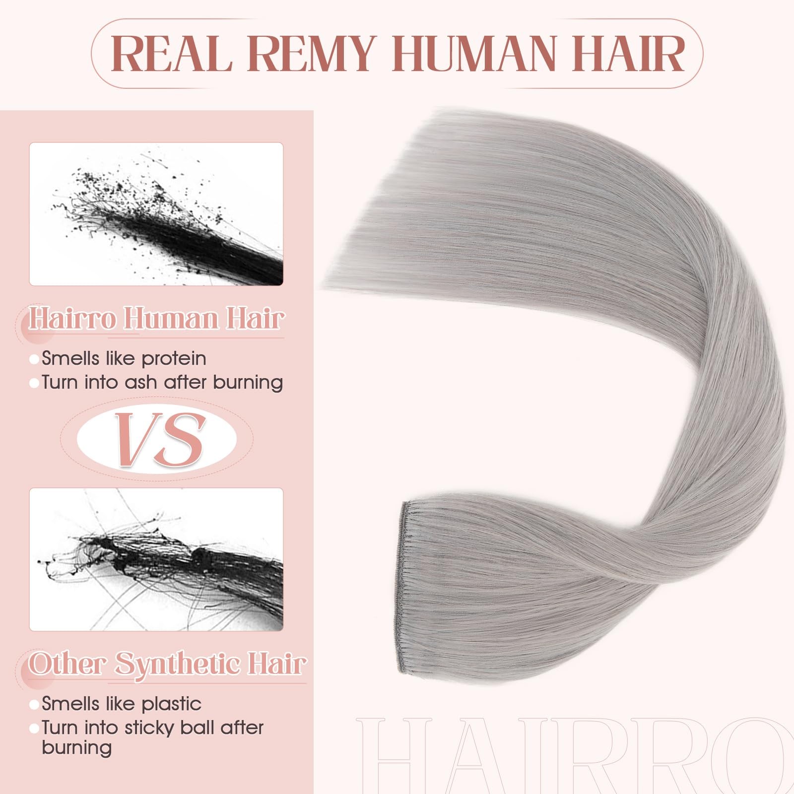 Hairro Clip In Hair Extensions 100 Real Human Hair 14 Inch Thin Clip On Human