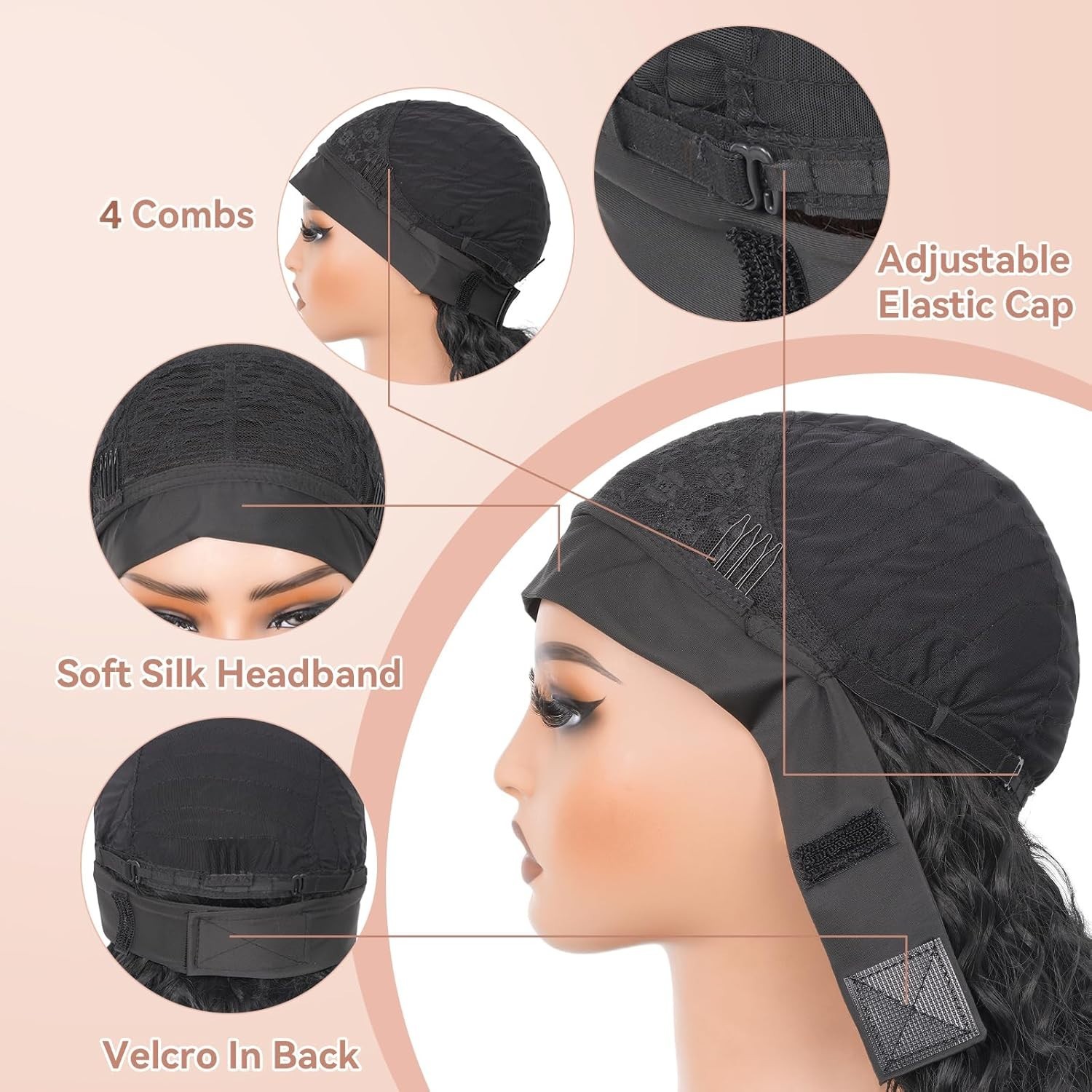 Curly Headband Wig for Women, Long Curly Deep Wave Glueless Wig 26 Inches Long