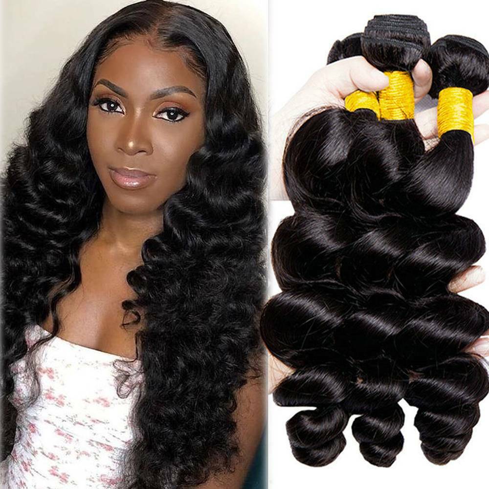 Loose Wave 3Bundles/300G Brazilian Virgin Human Hair Extensions Weave Wefts LONG