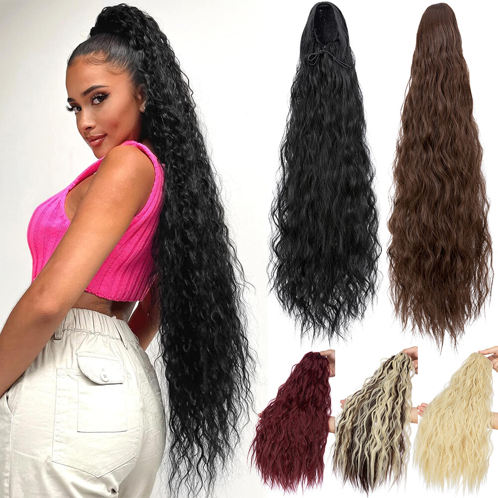 32″ Afro Kinky Curly Ponytail Hair Extensions Drawstring As Human Hair Pony tail