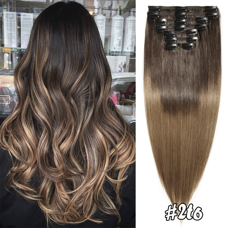 Luxury Thick Clip in Hair Extensions 100% Remy Human Hair Double Weft Full Head