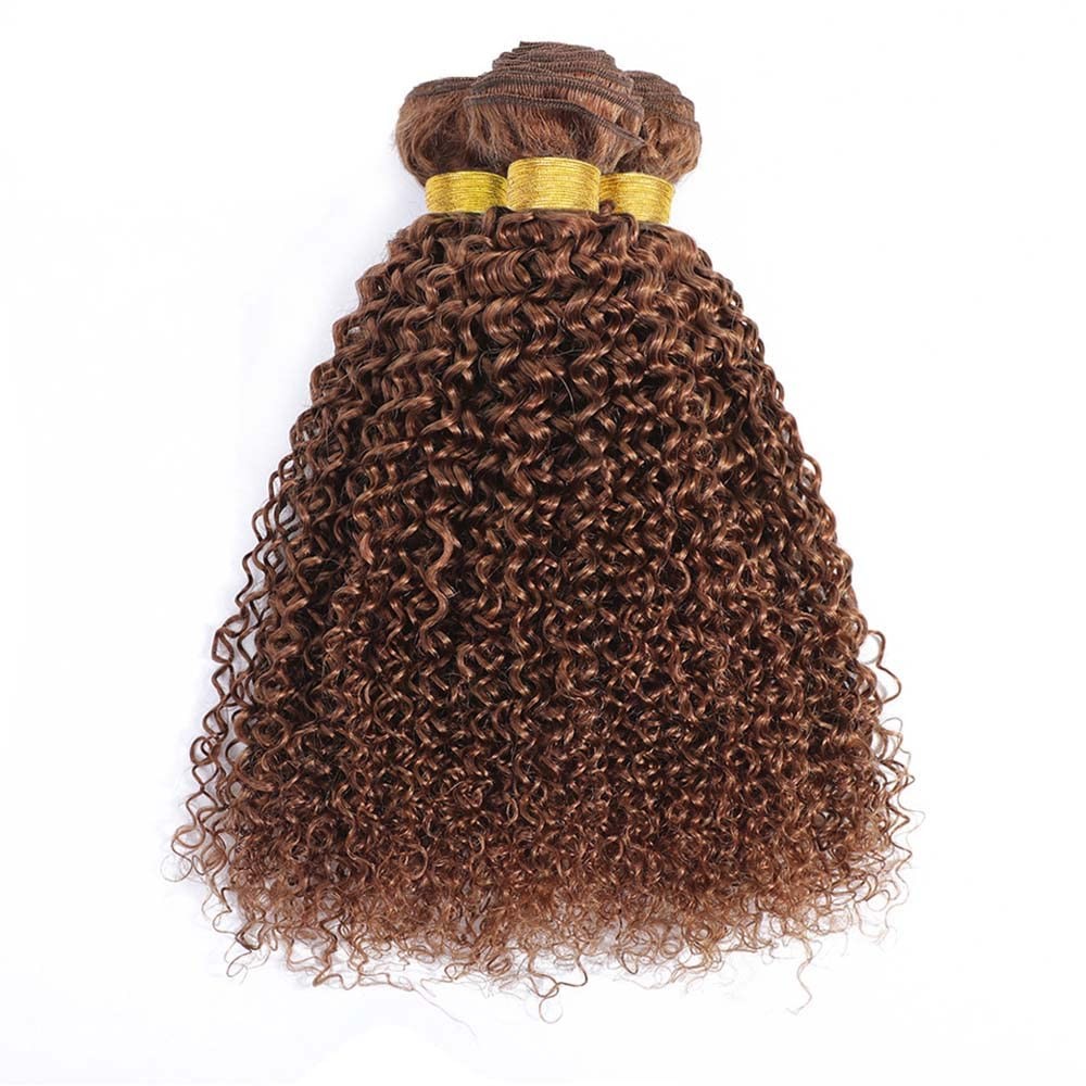 Mamart Brown Bundles Color 30 Human Hair Brown Kinky Curly Human Hair Weave No