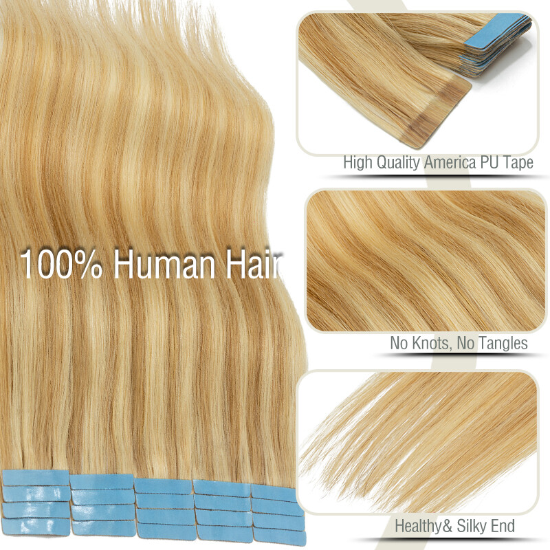 CLEARANCE Invisible Tape In Real Human Remy Hair Extensions Skin Weft 20Pieces