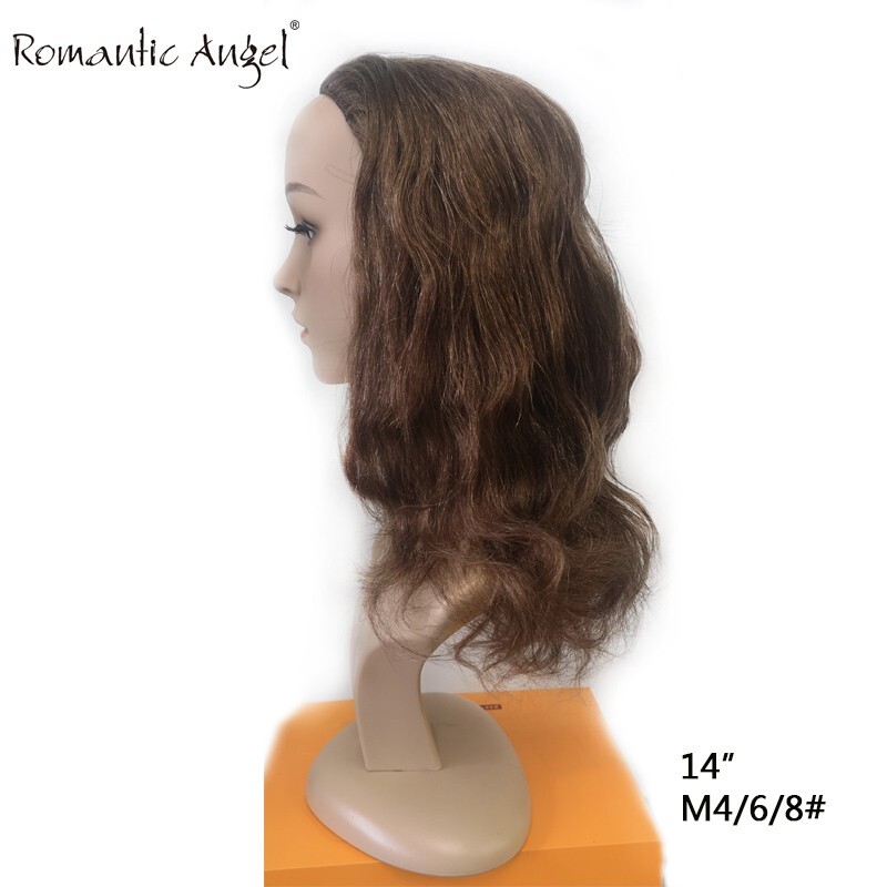 100% Remy human hair half wigs 35cm(14inch) Straight and curly light brown