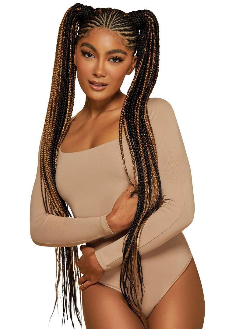 X-Pression Braid Pre Stretched Braid 42″ 3X (5 Pack, OFF BLACK 1B)