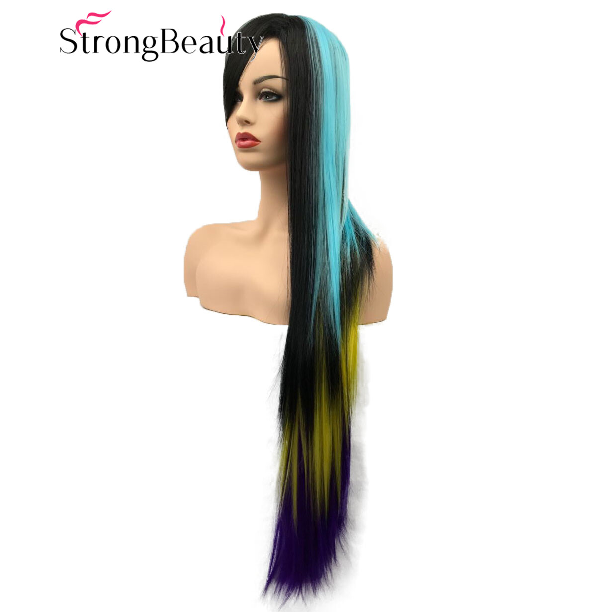 Long Blue Black Yellow Purple Straight Women’s Lady’s Hair Wig Cosplay Wigs