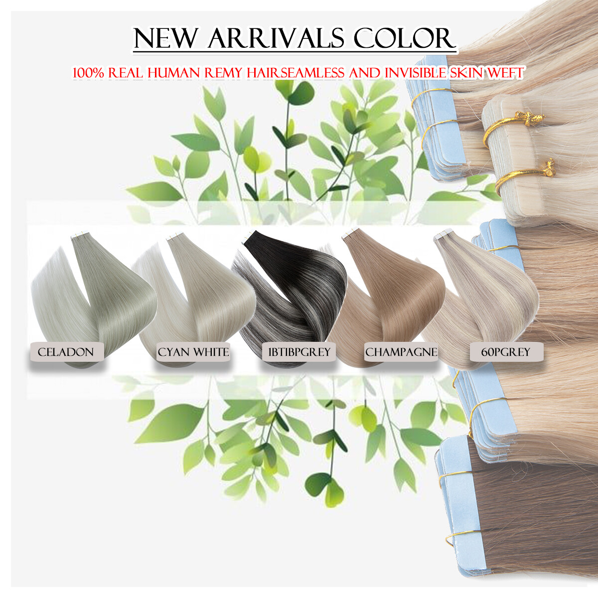 60PCS/150G Thick Tape In Remy Human Hair Extensions Full Head Skin Weft BLONDE S