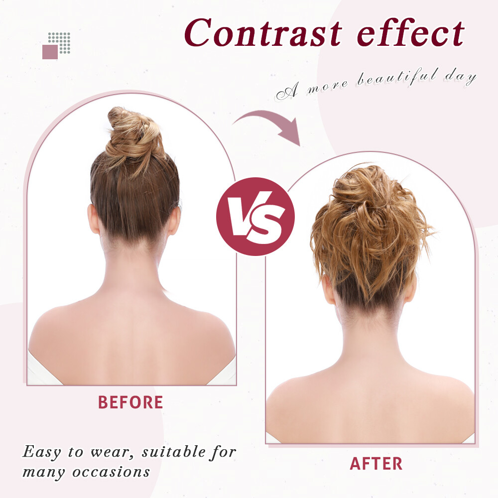 100% Real THICK Curly Chignon Messy Bun Updo Cover Wrap Hair Piece Extensions