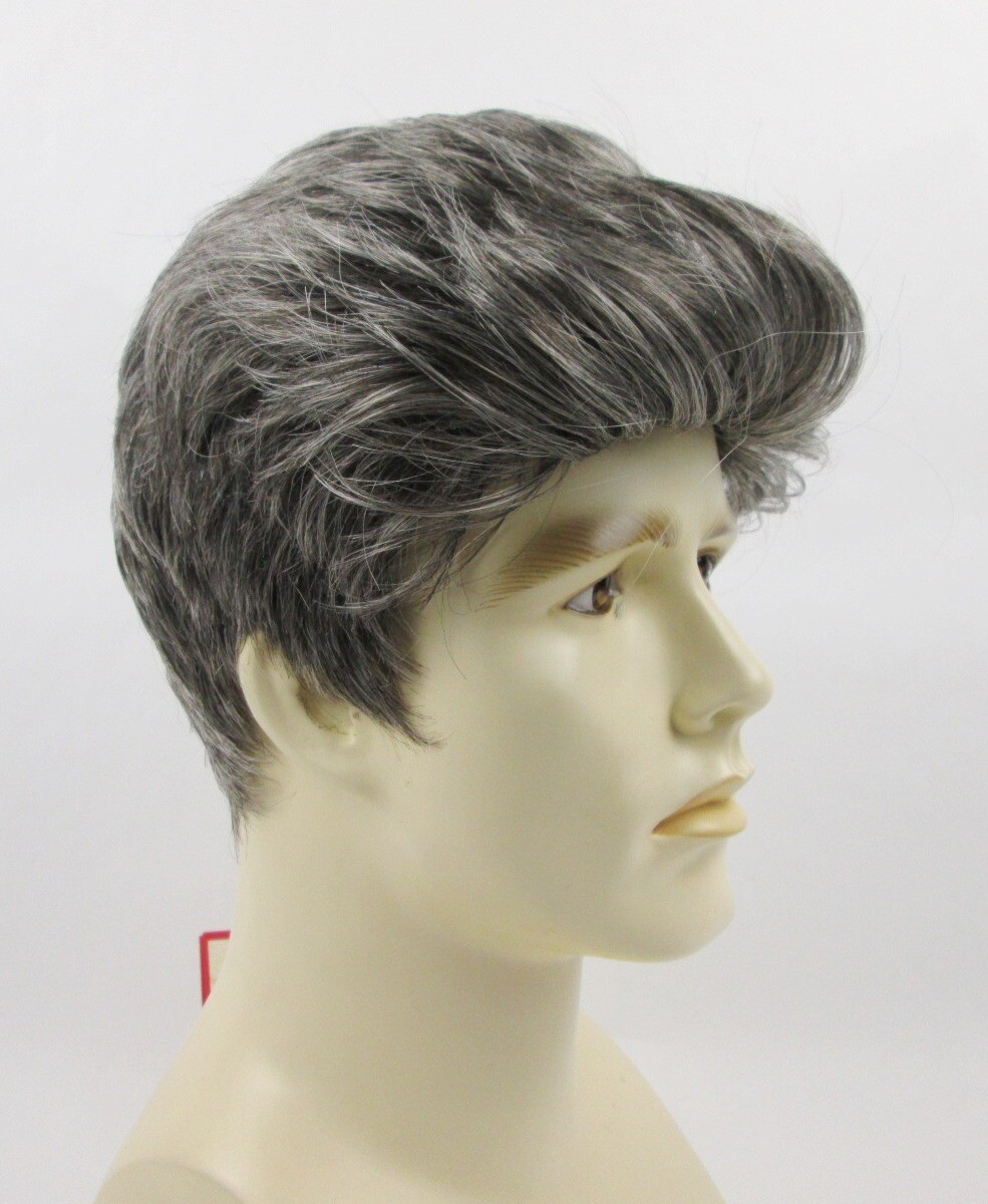 MENS MALE SHORT STRAIGHT WAVY HAIR WIG TAPERED BRUSHED BACK JOHNNY POMPADOUR