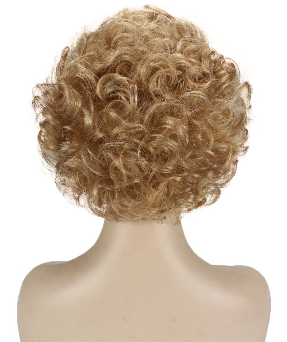 Monroe – Curly Kanekalon Synthetic Fiber Full Wig, 4 – 4.5 in, Strawberry Blonde