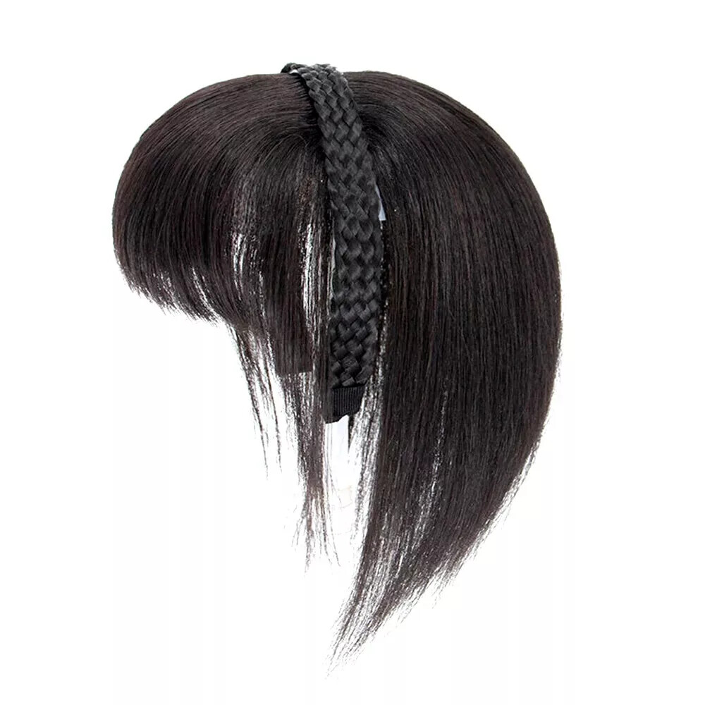 Natural Clip On Women Invisible Headband Synthetic Bangs Hair Extension Fringe