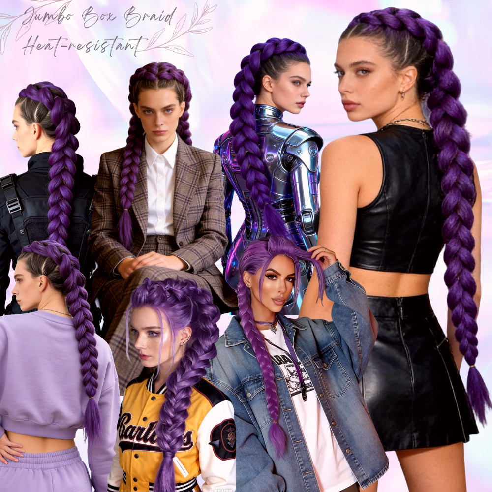 60cm Purple RUMI HAIR Jumbo Braid Rainbow Box Crochet Braiding Hair Extensions