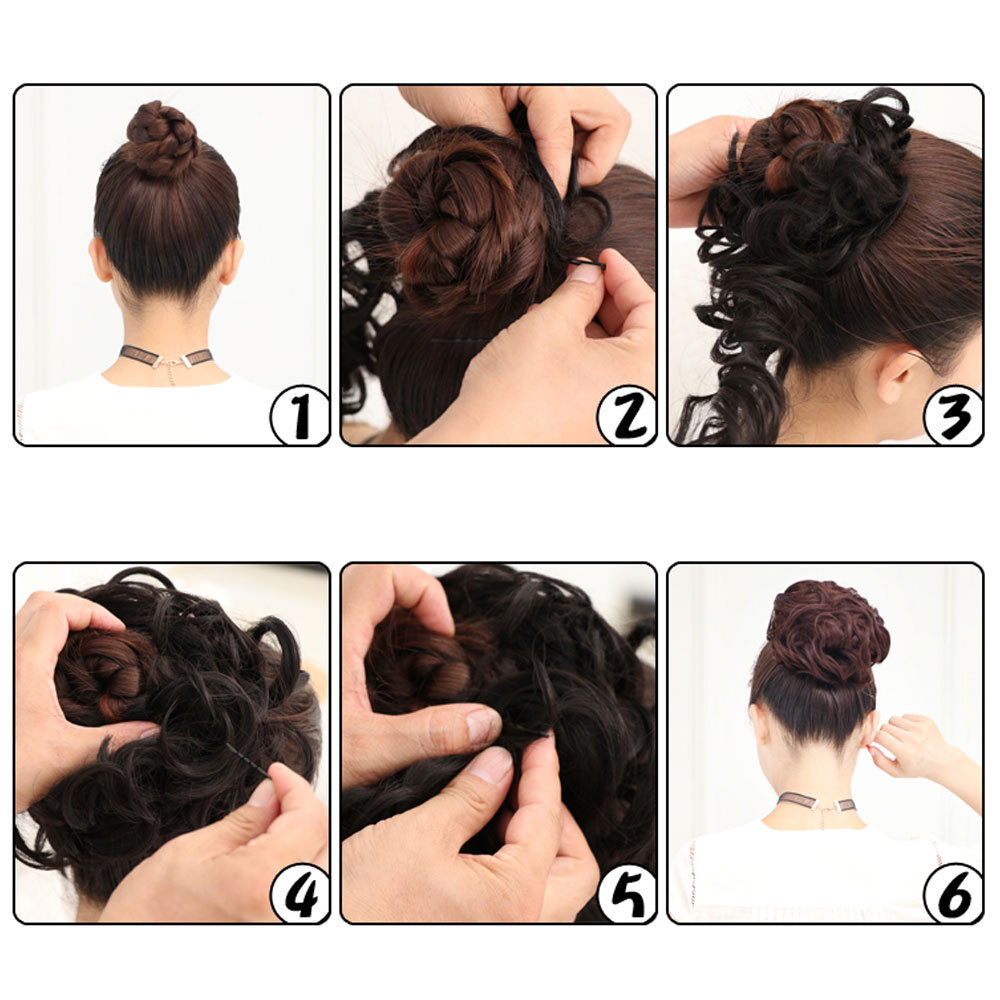 Long=Thick Hair Extension Scrunchie Wrap Messy Bun Updo Curly Ponytail Chignon H