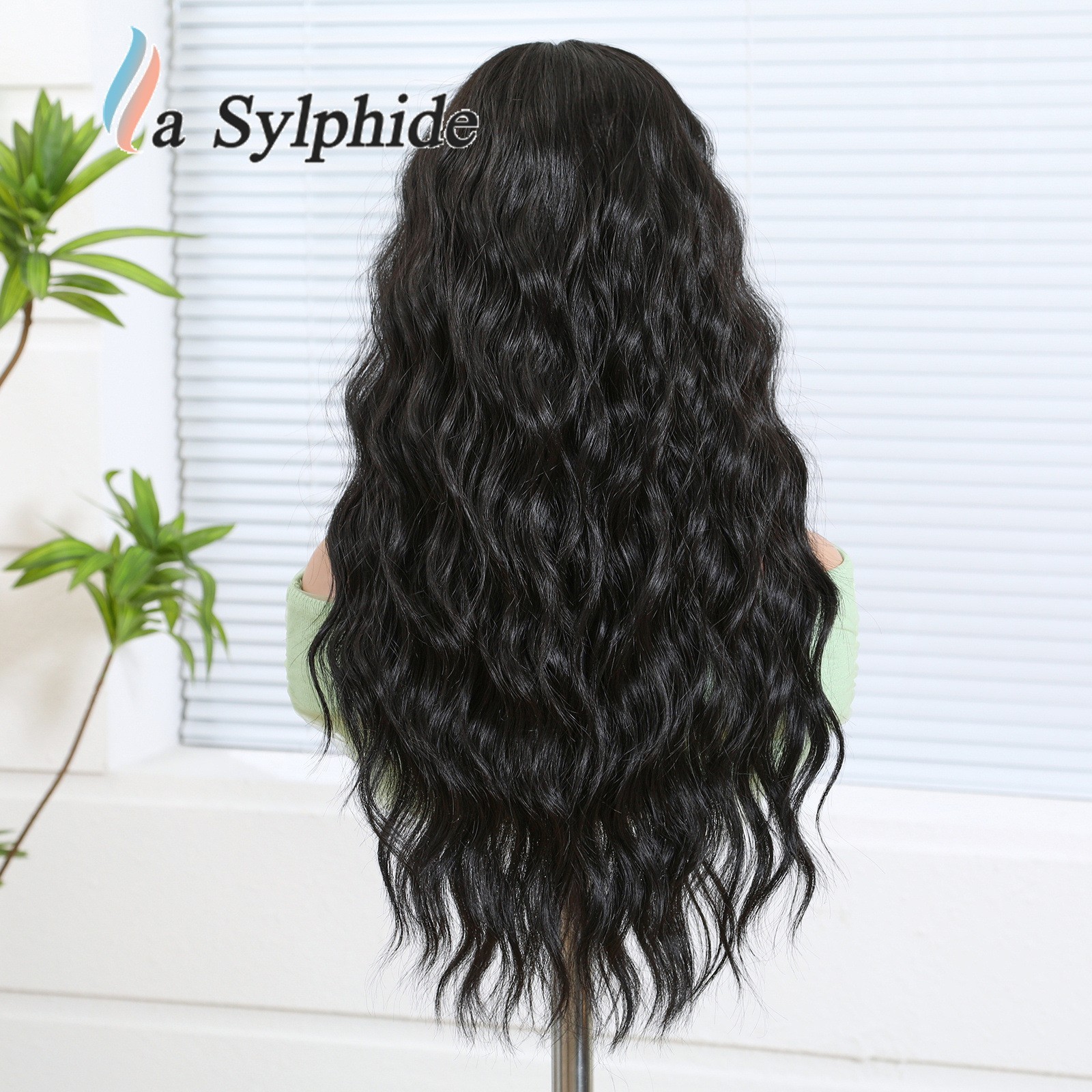 Water Wave Long Curly Full Wig With Bangs Simulated Human Hair For 1/3 1/4 1/6
