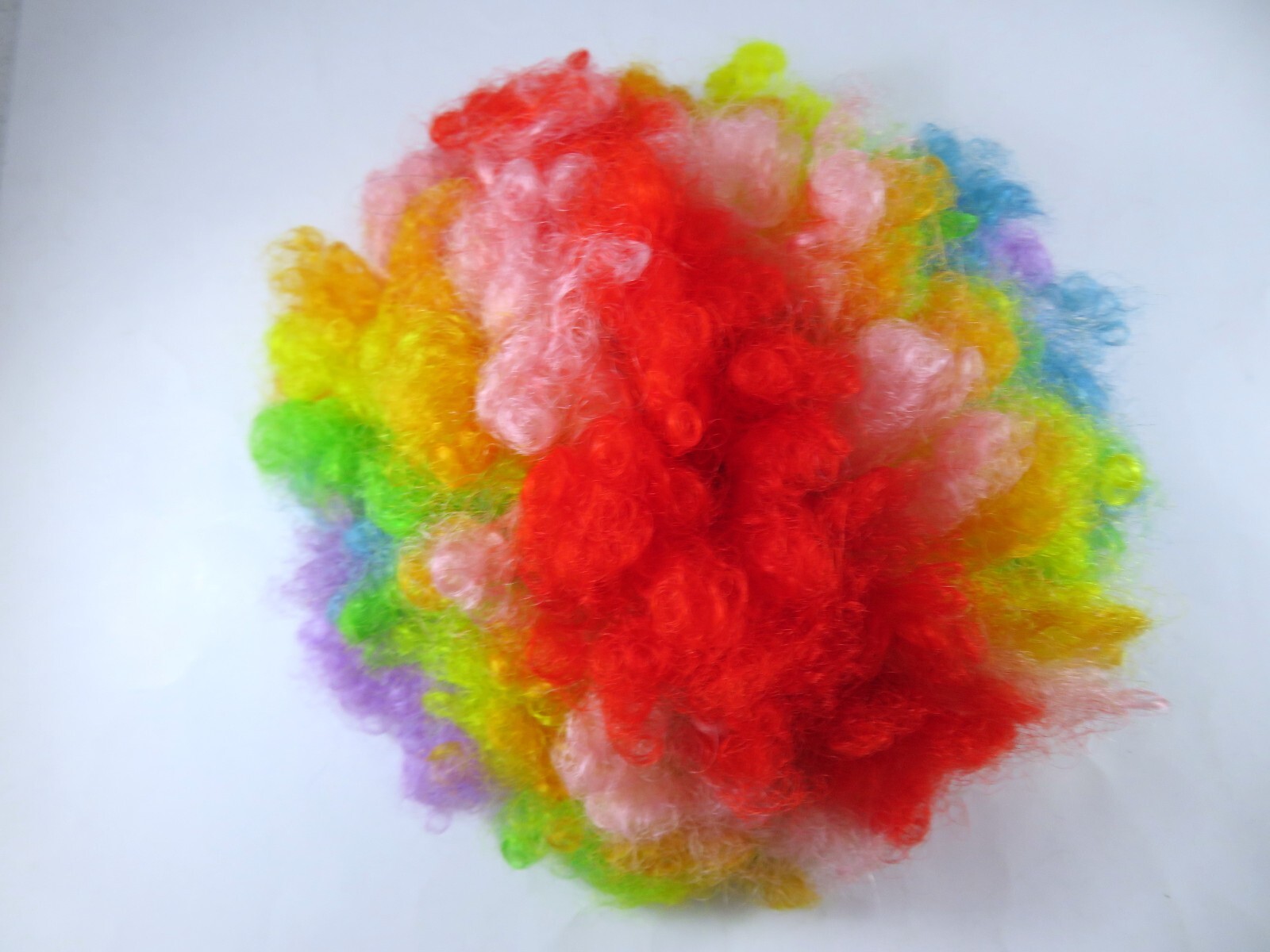 West Bay Vintage Professional Clown Wig Multi-Colors Kanekalon And Red Bowtie
