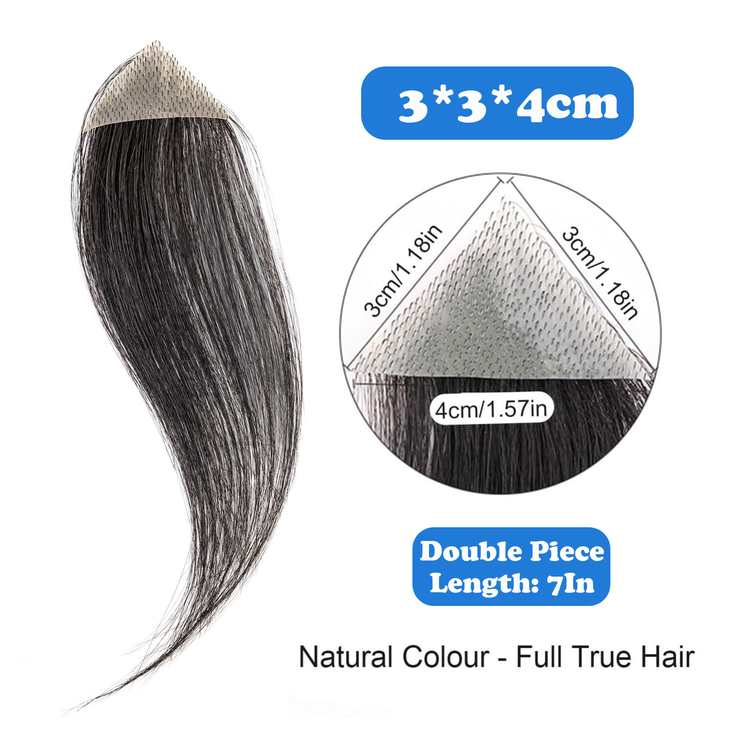 Front Hairline 100% Human Hair Patch Full Skin Base Cover-Up Topper Piece Toupee