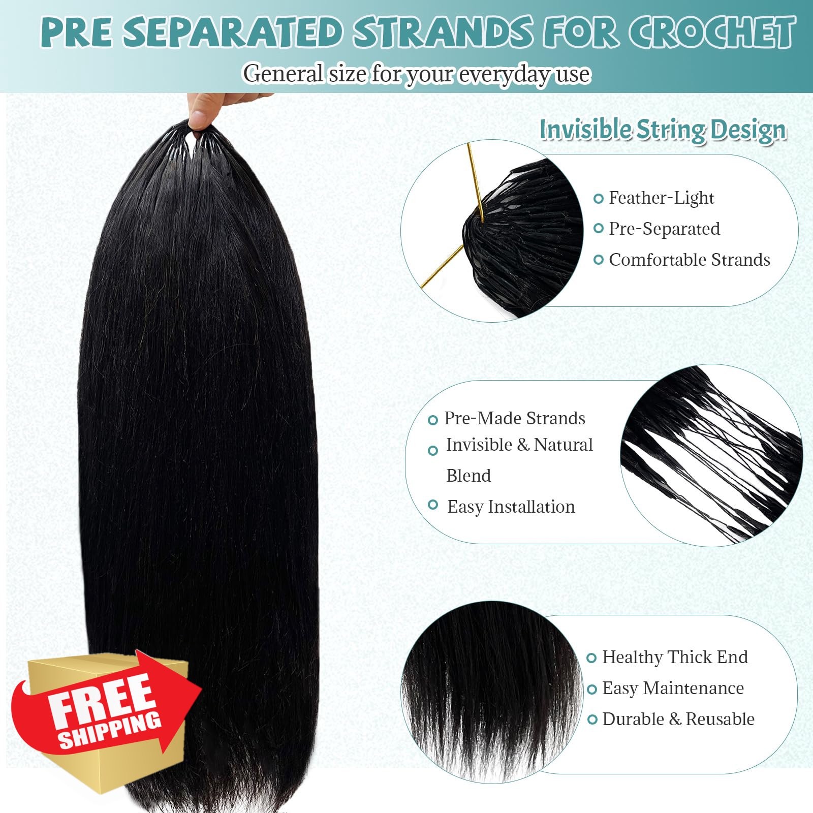 Munx 20 Inch #1B Yaki Straight Crochet Hair