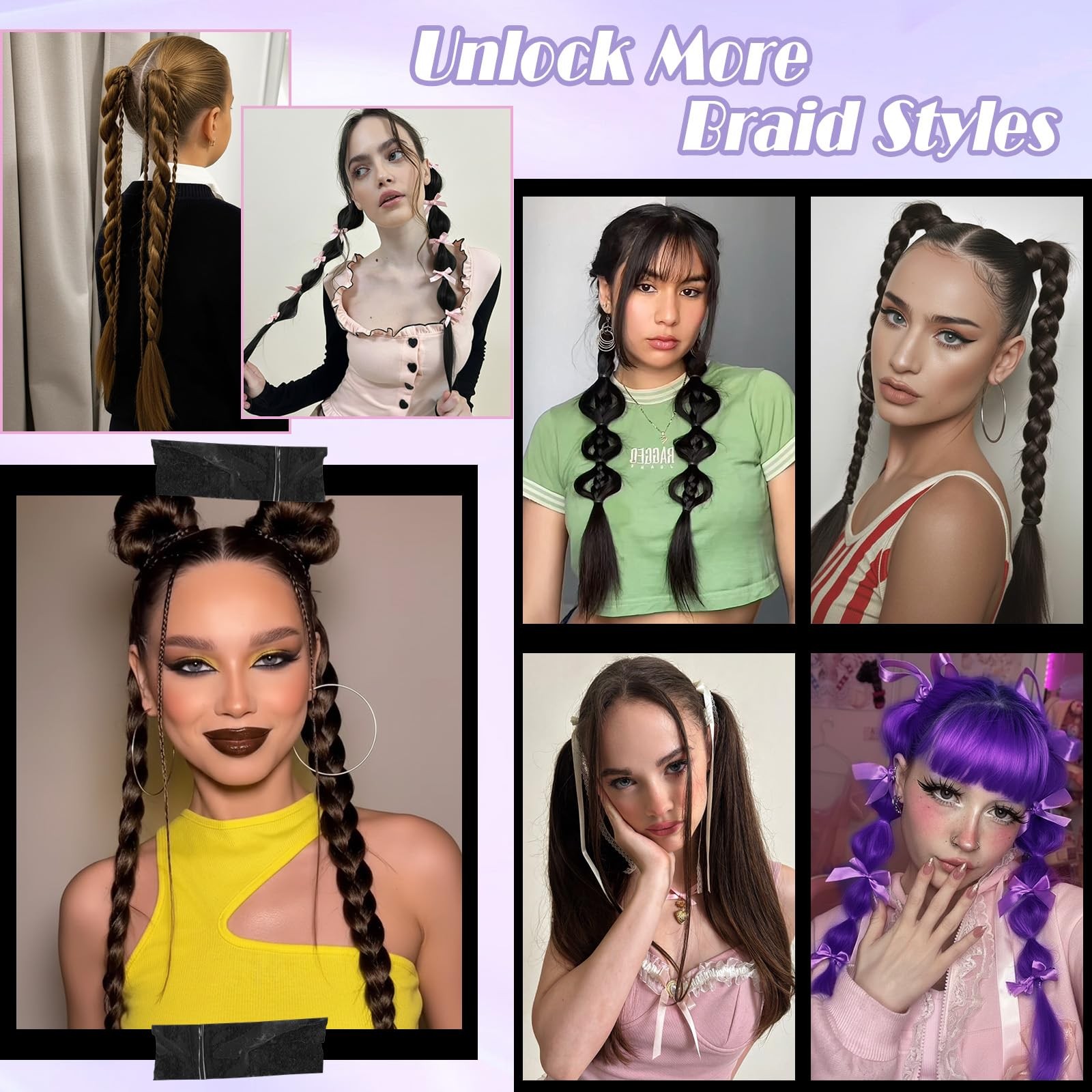 Ponytail Extension with Hair Tie DIY Braided Ponytail Extension for Woman 2 P…