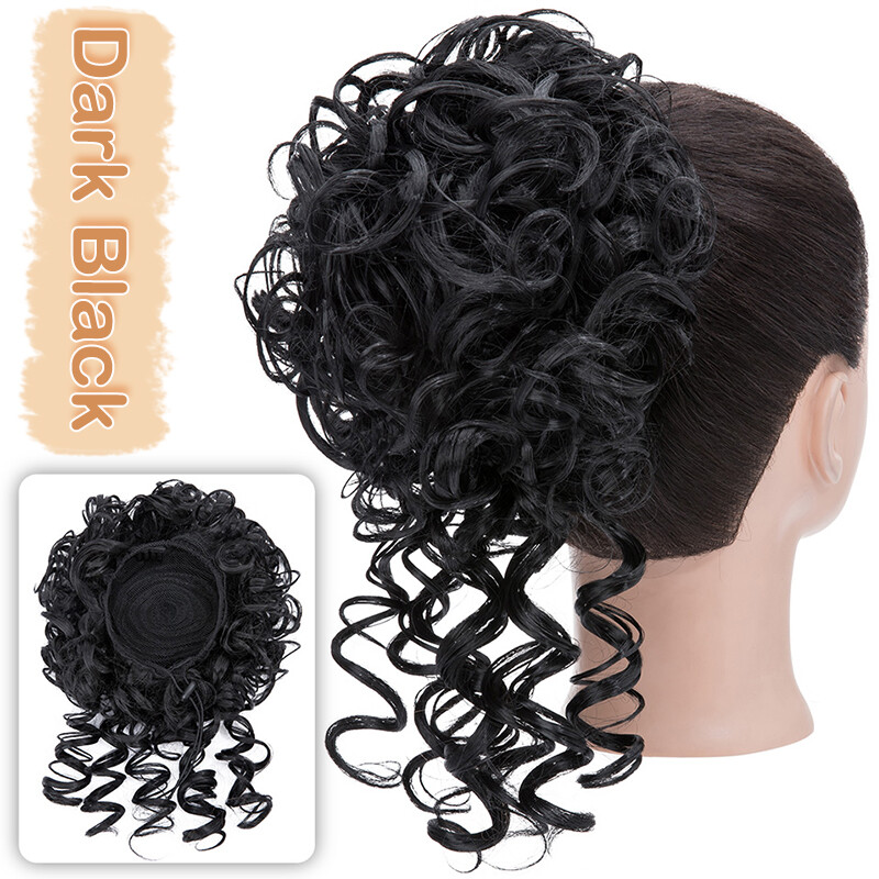 Drawstring Scrunchie Updo Loose Wave Large Curly Hair Bun Extension w/ Ponytail