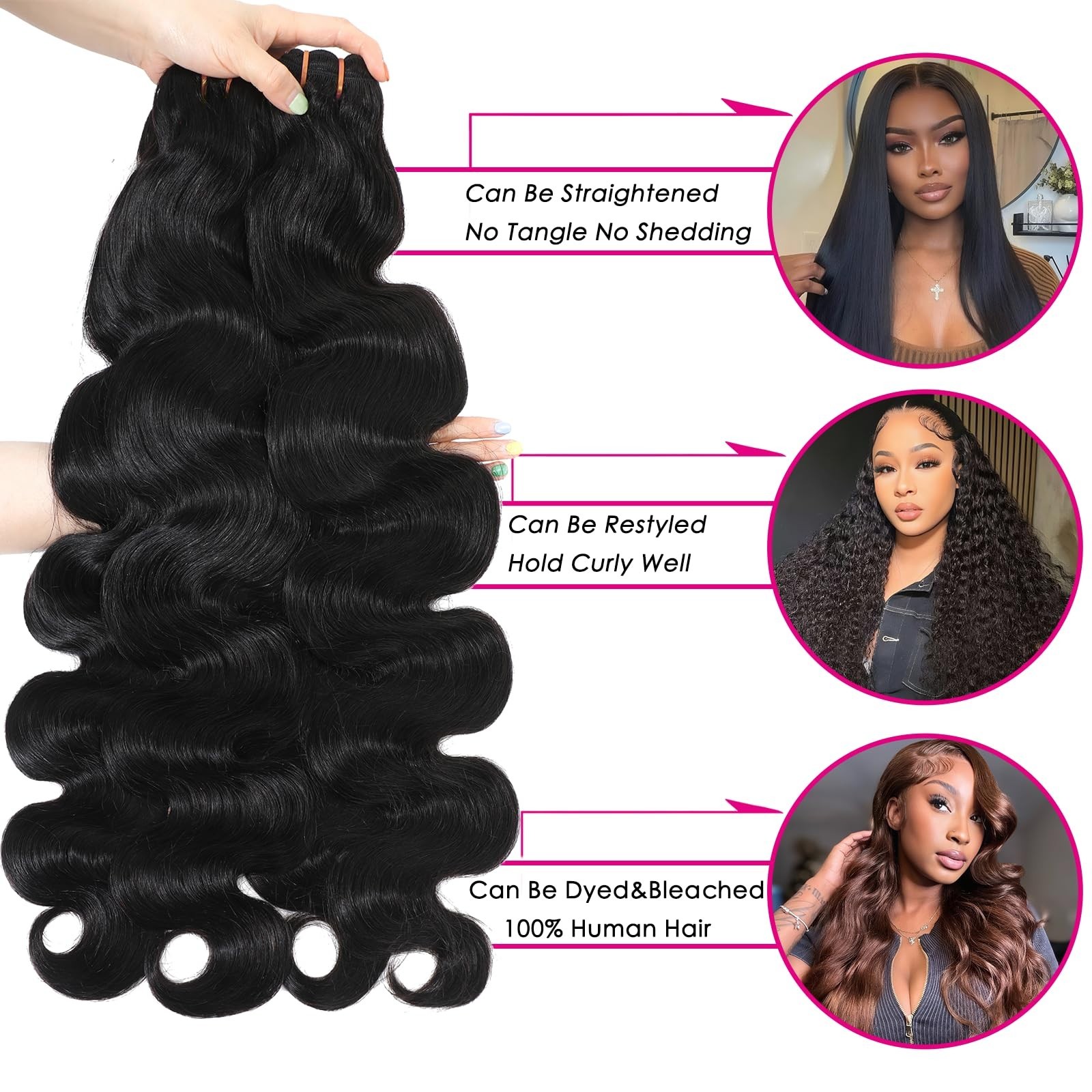 16A Raw Body Wave Human Hair Bundles – 100% Unprocessed Virgin Extensions, 4 Pac