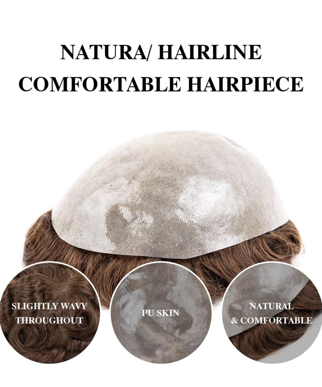 Pu Skin Toupee human hair 8x10in 0.04m thin #4 brown