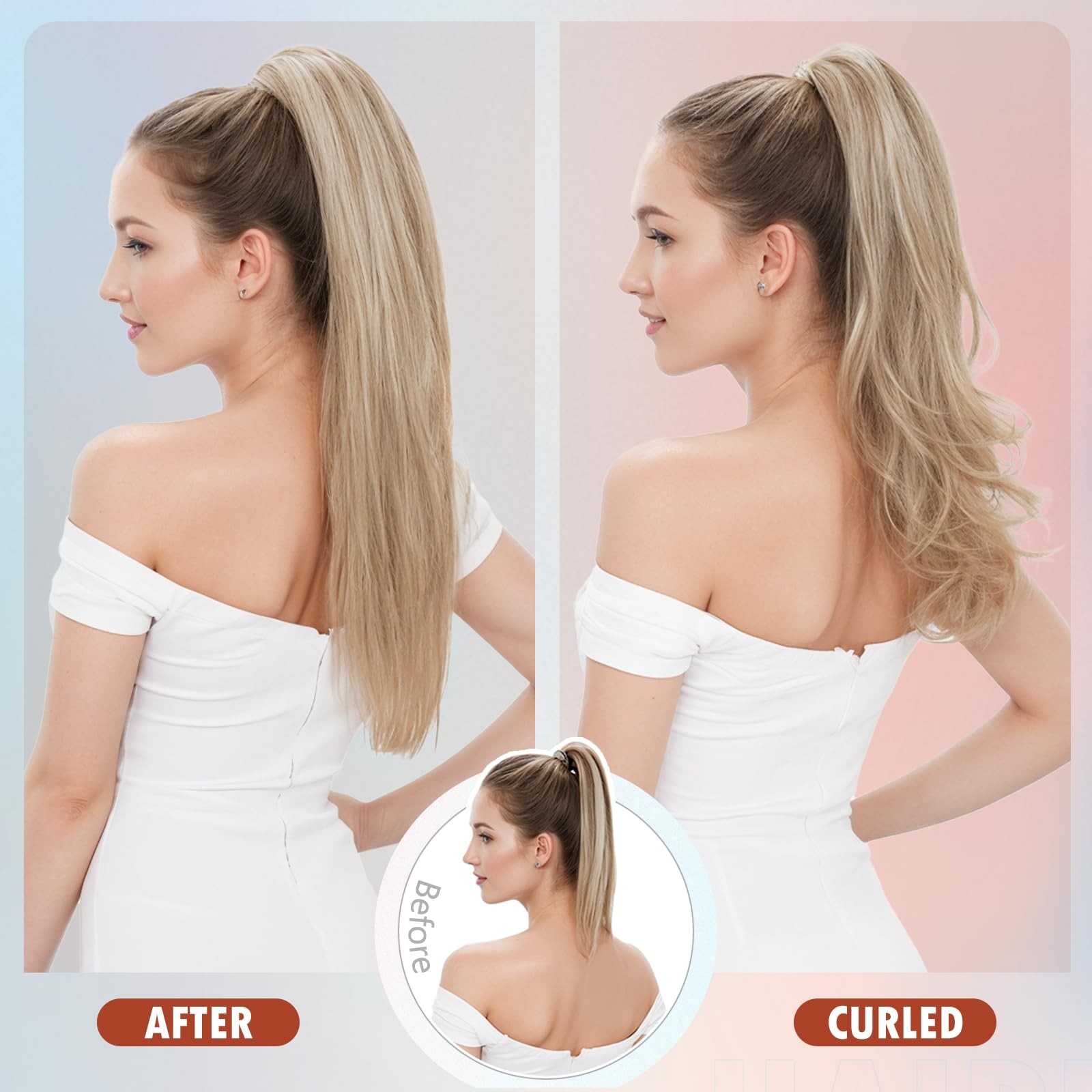Hairro Claw Human Hair Extensions Clip Ponytails Jaw/Claw Long Straight Pony