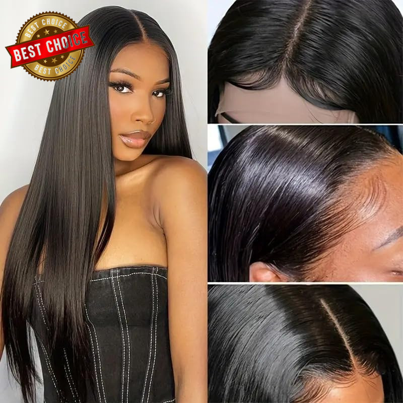 26 Inch Lace Front Wigs Human Hair Pre Plucked Straight Brazilian Glueless Lace
