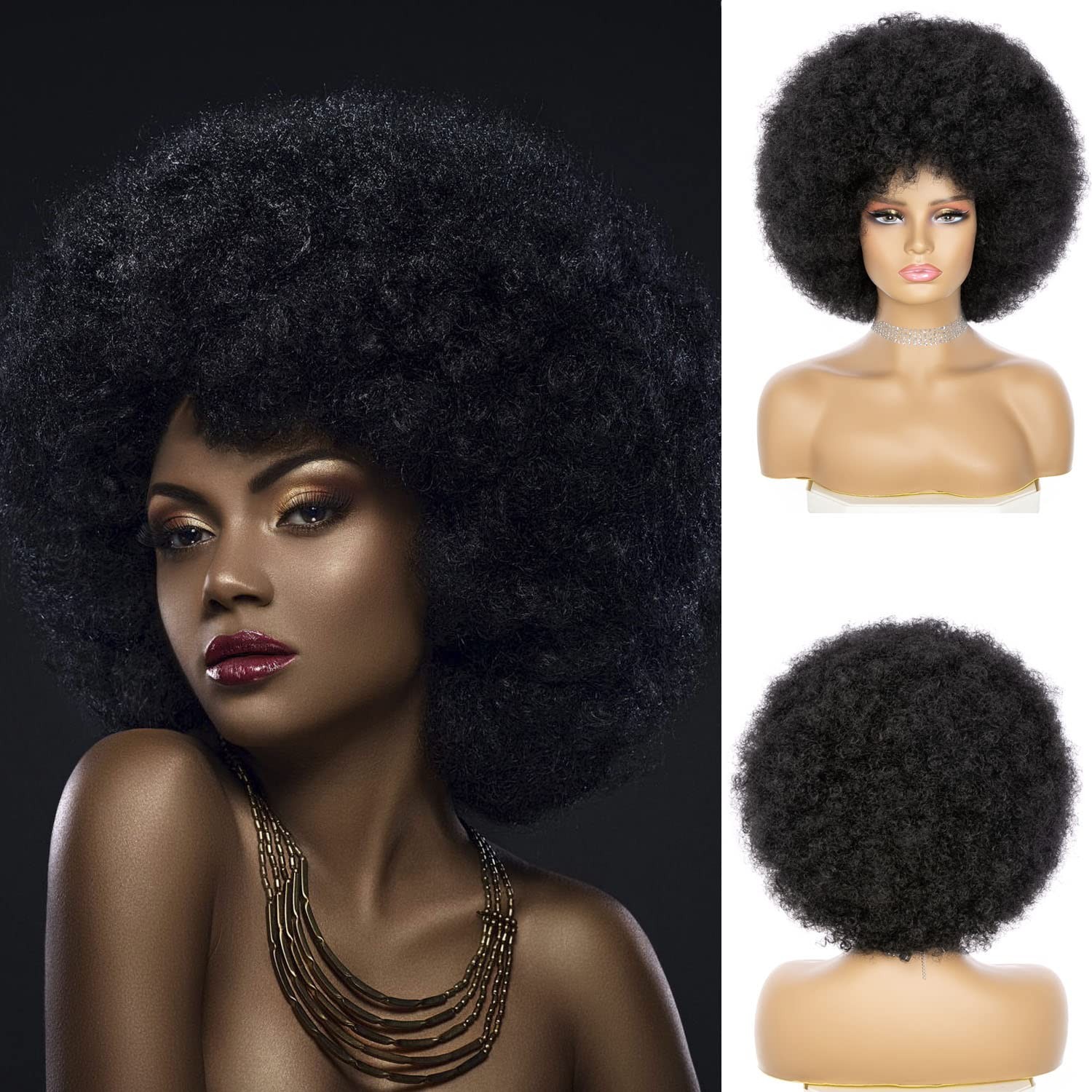 Afro Wig Short Curly Kinky Curly Hair Wigs for Women – Natural Looking Daily Use