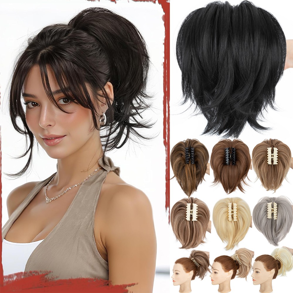 95G Large Ponytail Messy Bun Hair Piece Extensions Claw Clip In Chignon Curly