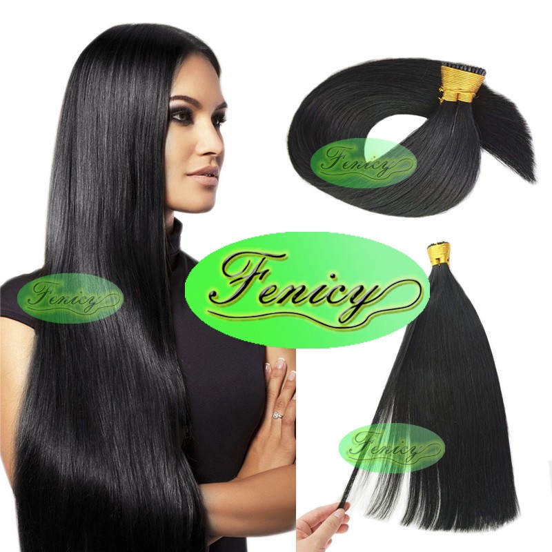 1g/s Stick I-Tip Remy Human Hair Extensions Pre Bonded Micro Ring Bead Full Head