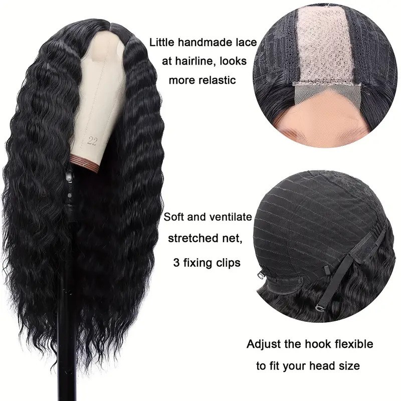 32 Inch Black Long Curly Lace Front Wig for Black Women Synthetic Full Wig