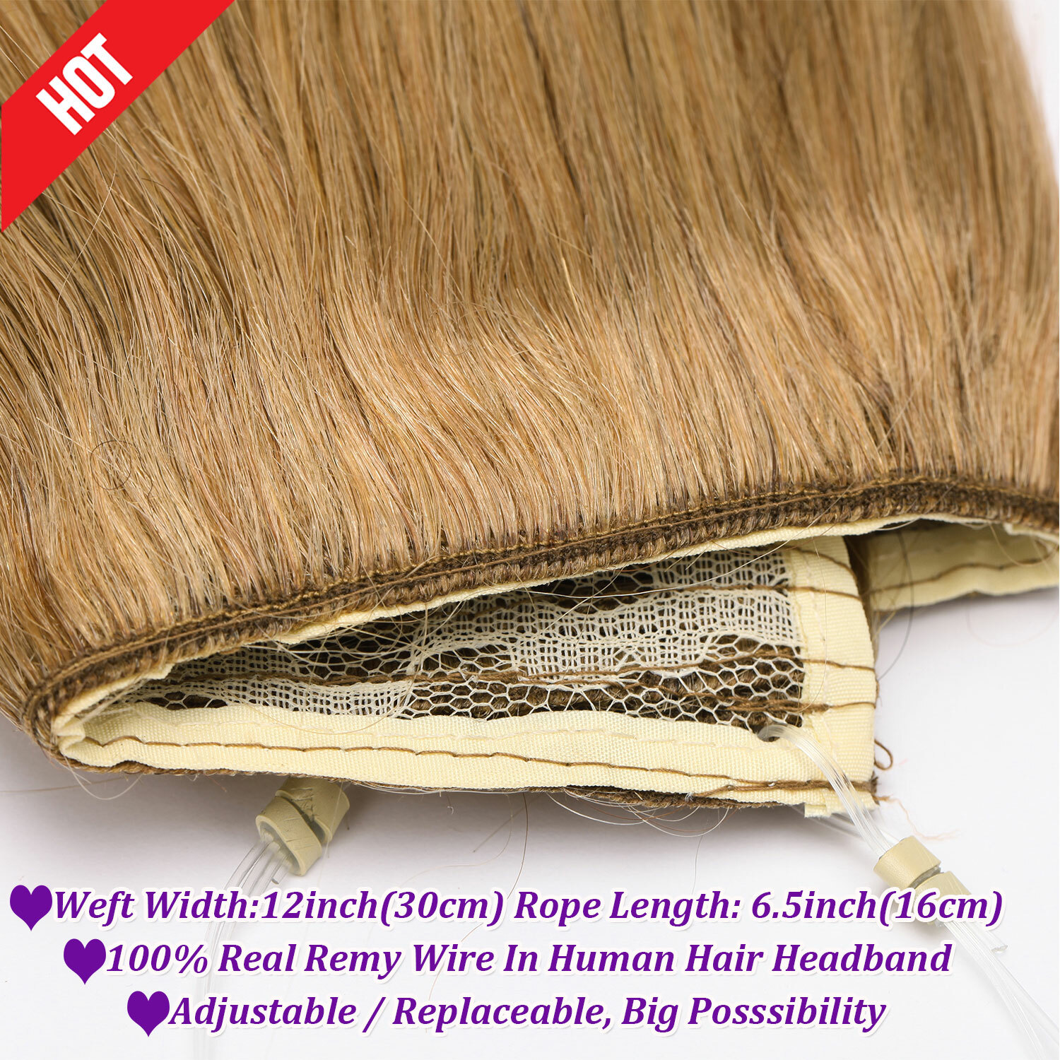 Thick 7A+ Hidden Wire In 100% Real Remy Human Hair Extensions One Piece #BLONDE