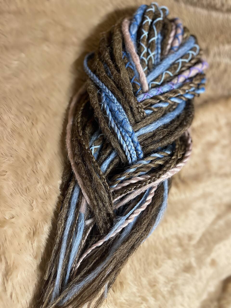 Dreadlock Set – 50 Pieces, 45cm Long Crochet dreadlocks and braids brown,blue