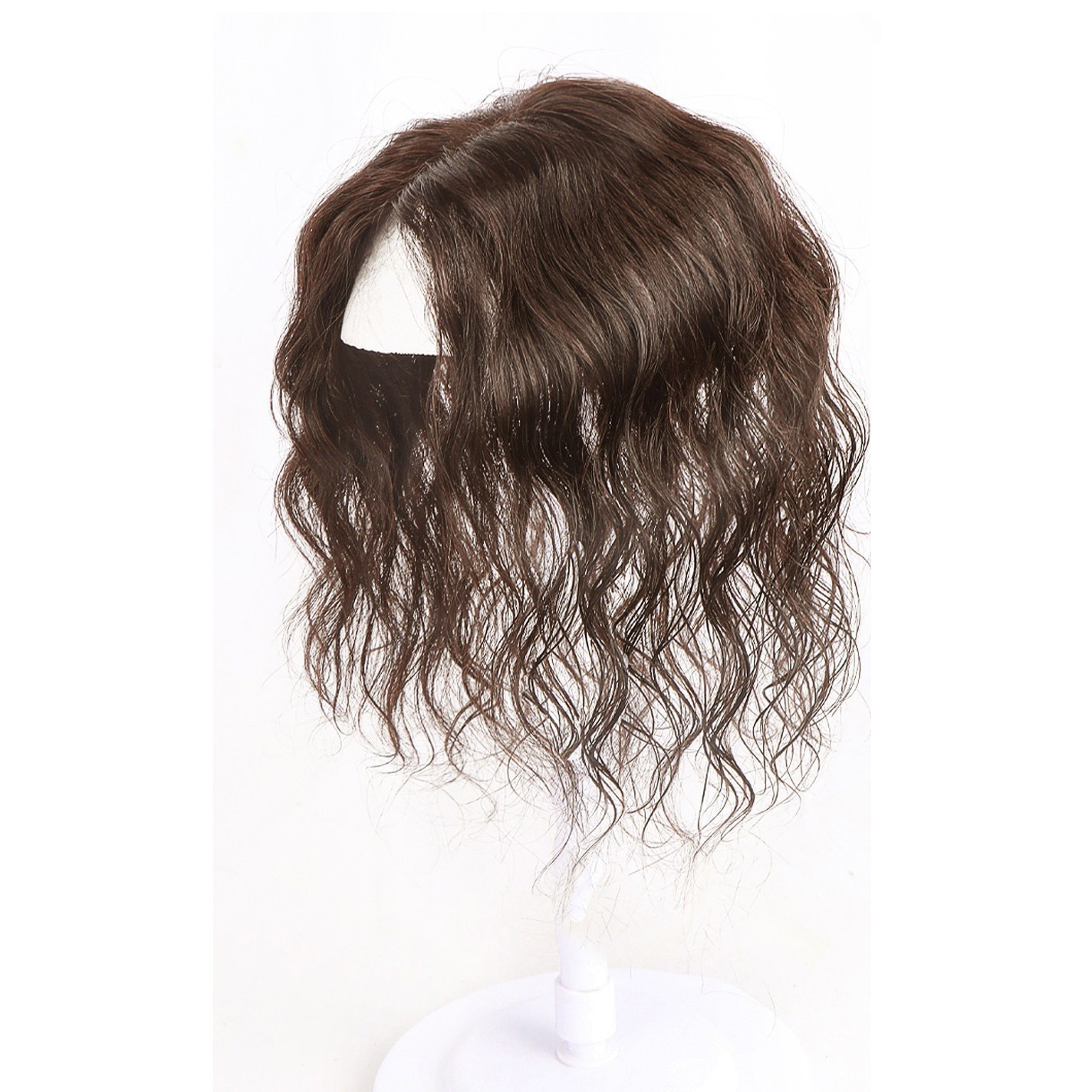 Fluffy Curly Wavy Real Human Hair Mono PU Topper Wiglet Replacement For Women