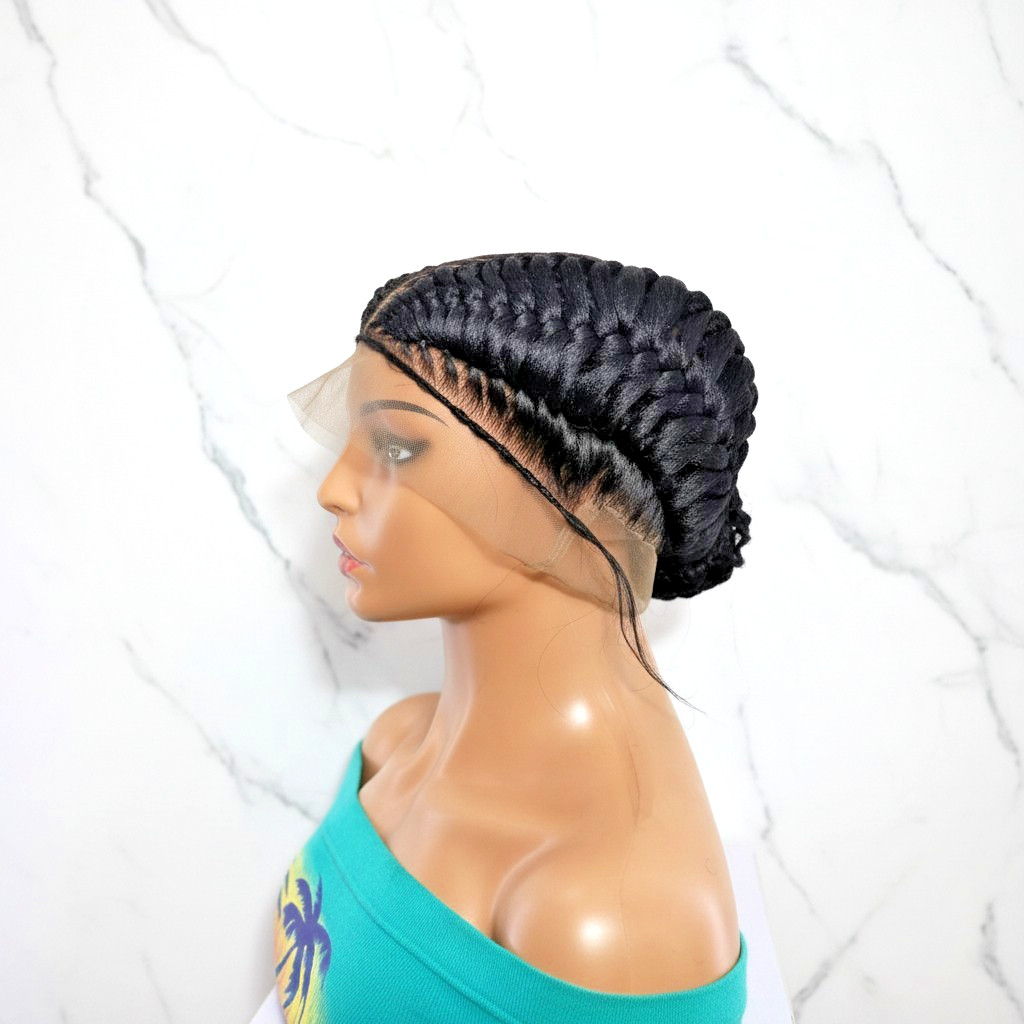 Braided Wig: Double Dutch Braids Braided Bun. Full Lace Cap, Baby Hair