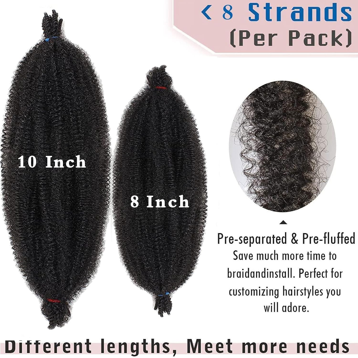 8 Inch Pre-Fluffed Afro Twist Hair Extensions (3 Packs) – Effortless Styling