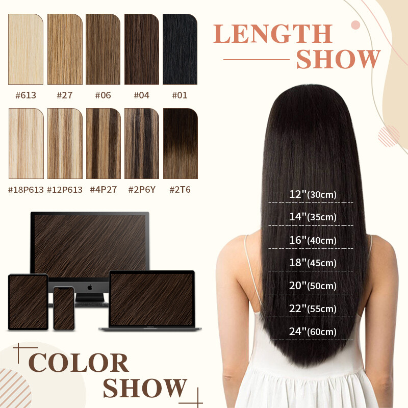 Double Drawn Invisible Tape In Skin Weft Remy Human Hair Extensions 18″20″22″24″