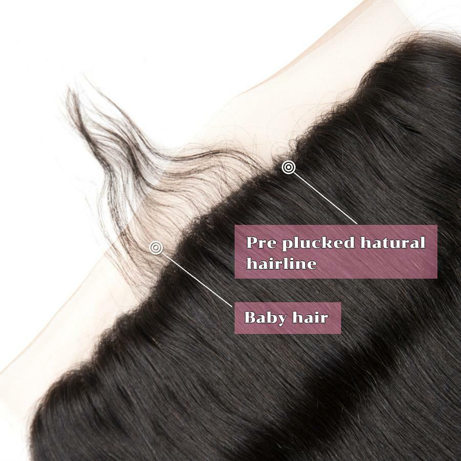 Ustar Natural Black Virgin Straight Hair 3 Bundles with Frontal
