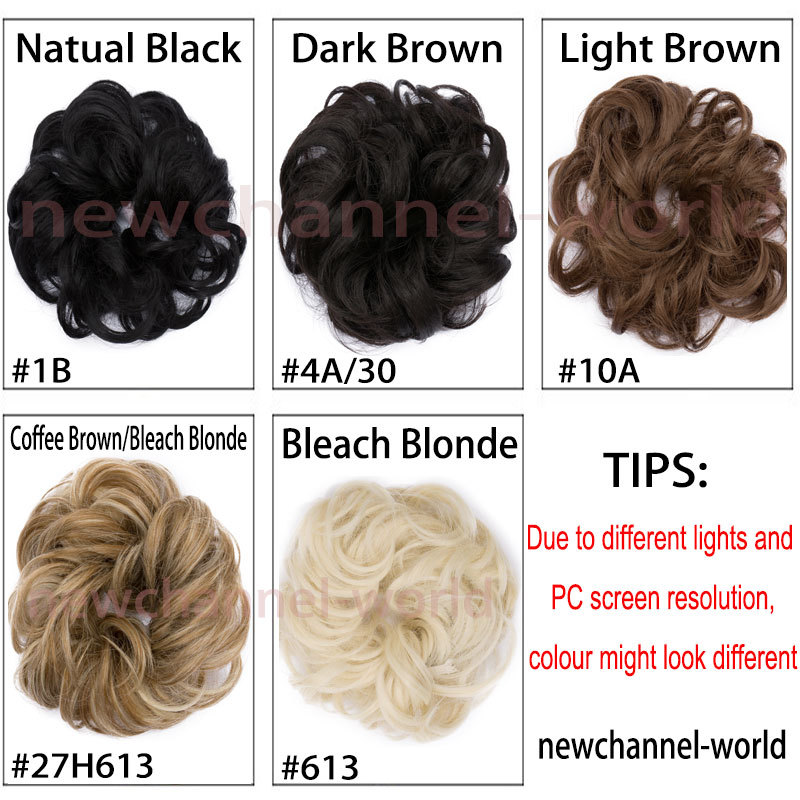 Real Thick One Piece Curly Hair Extension Hairpiece Bun Updo Scrunchie Pony Tail